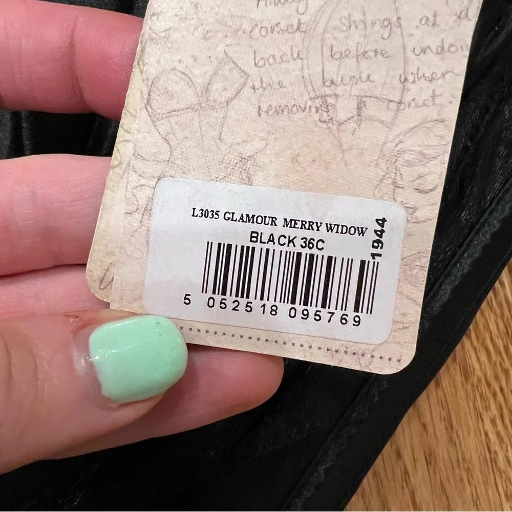 NWT What Katie Did Glamour Merry Widow Corset Shapewear with garters Black 36C - Picture 9 of 9